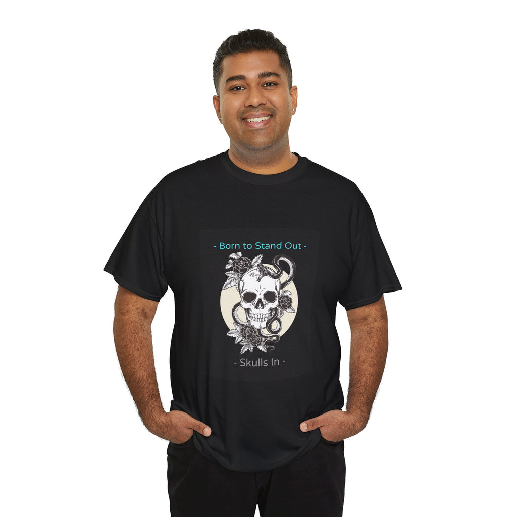Skull Graphic Tee — "Born to Stand Out" Retro Floral Design