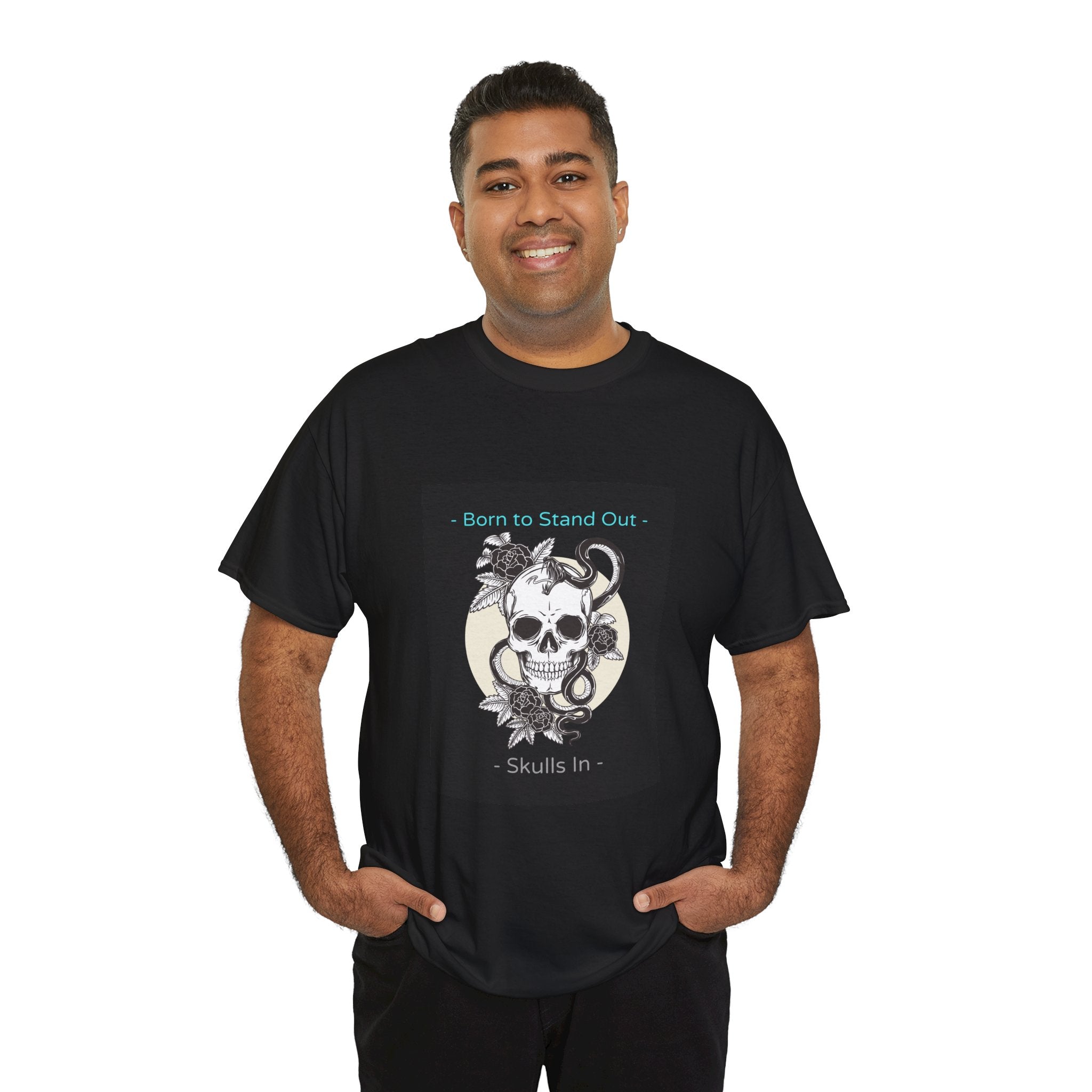 Skull Graphic Tee — "Born to Stand Out" Retro Floral Design