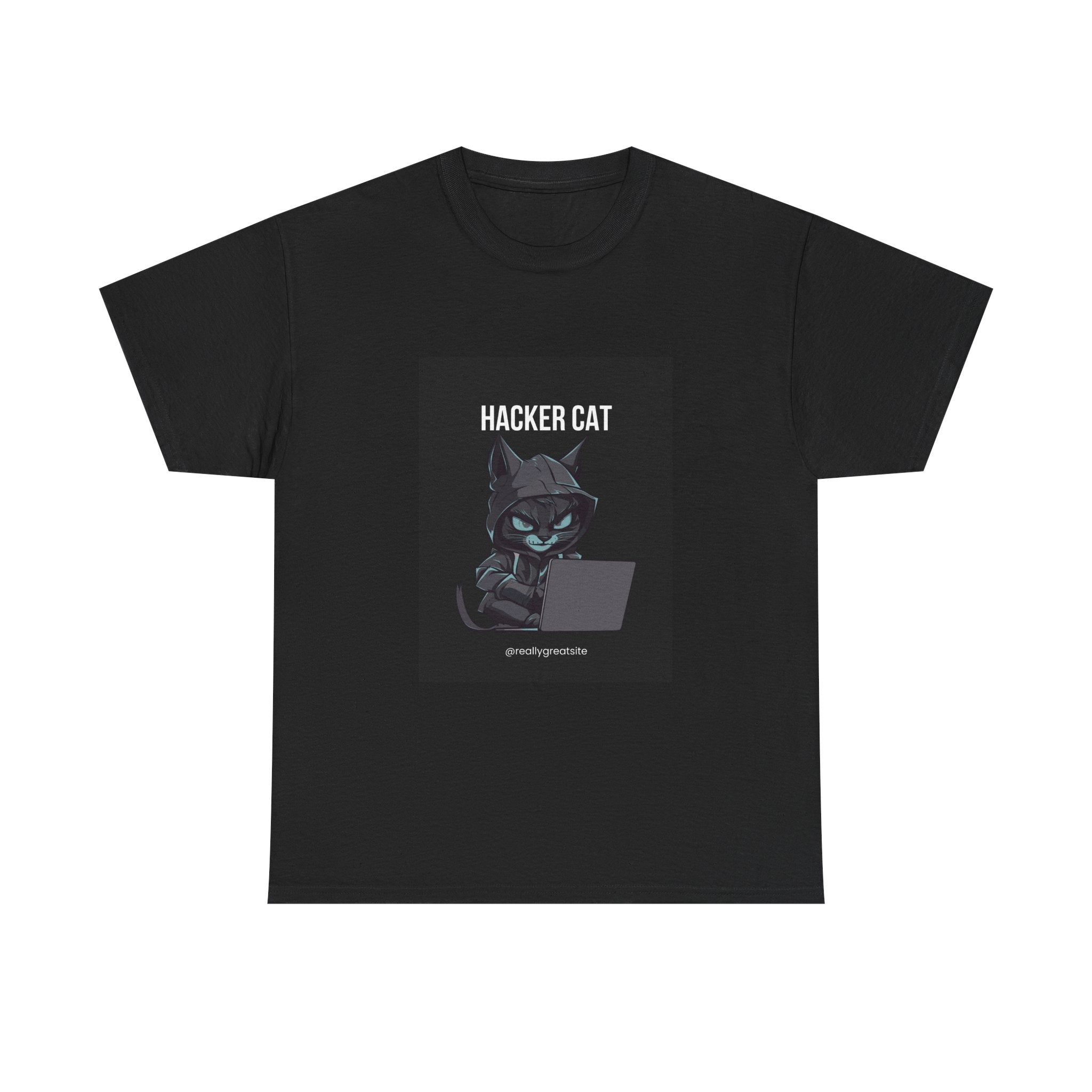 Hacker Cat T‑Shirt — Cute Cyberpunk Cat Graphic Tee for Programmers