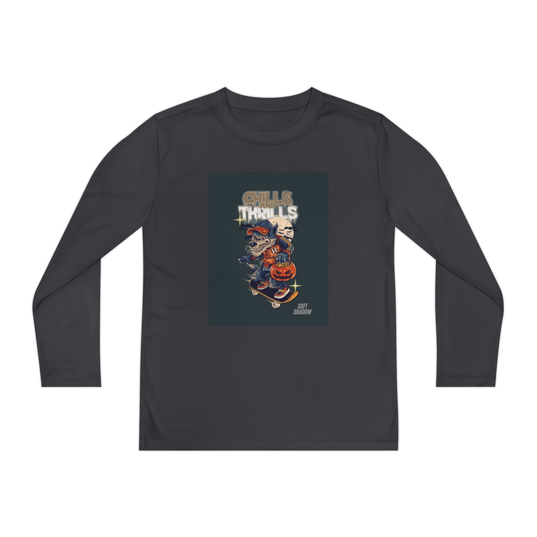 Youth Long Sleeve Tee — 'Skills & Thrills' Skateboard Graphic