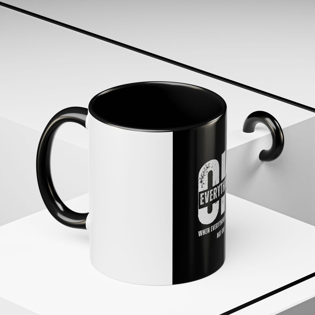Everything OK? Distressed Typography Accent Mug — “OK / EVERYTHING” Sarcastic 11/15oz