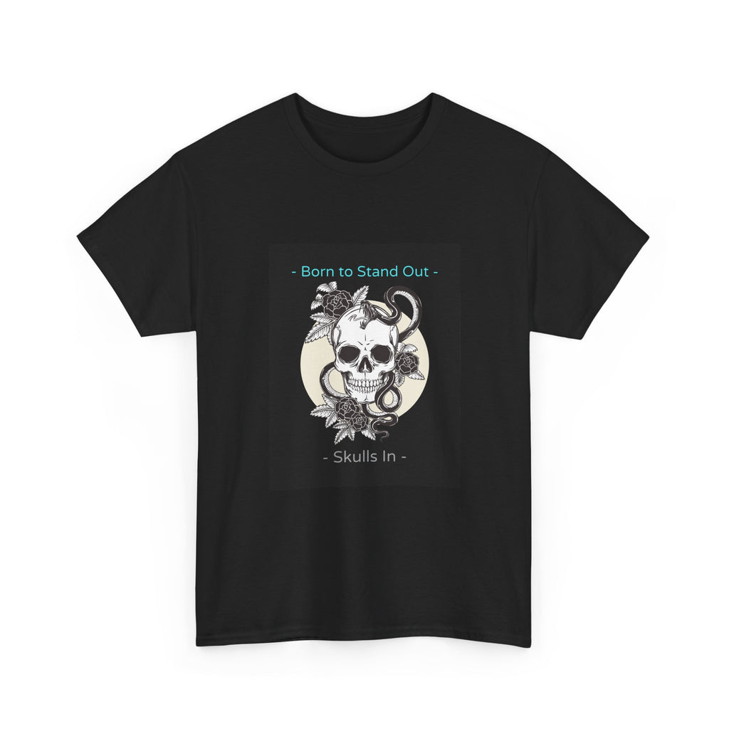 Skull Graphic Tee — "Born to Stand Out" Retro Floral Design
