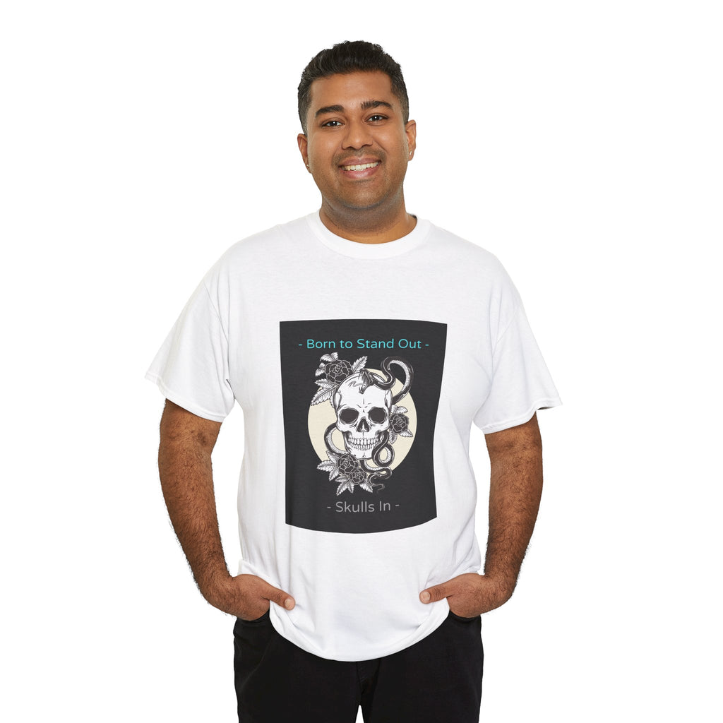 Skull Graphic Tee — "Born to Stand Out" Retro Floral Design