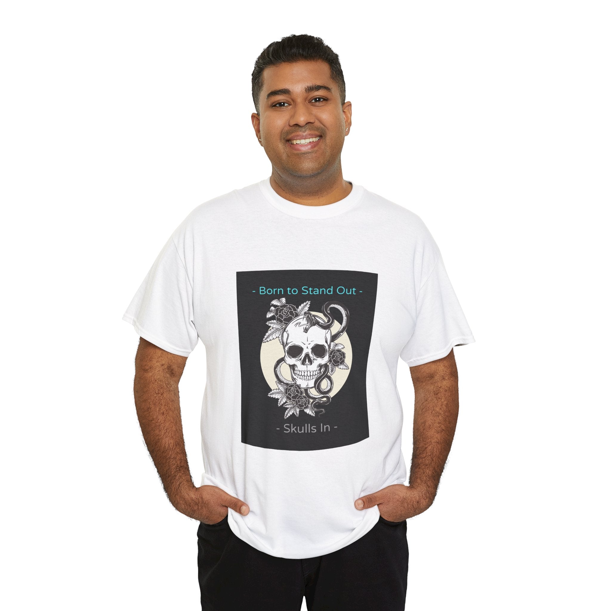 Skull Graphic Tee — "Born to Stand Out" Retro Floral Design