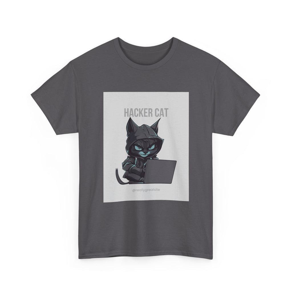 Hacker Cat T-Shirt – Cute Cyberpunk Cat Laptop Tee