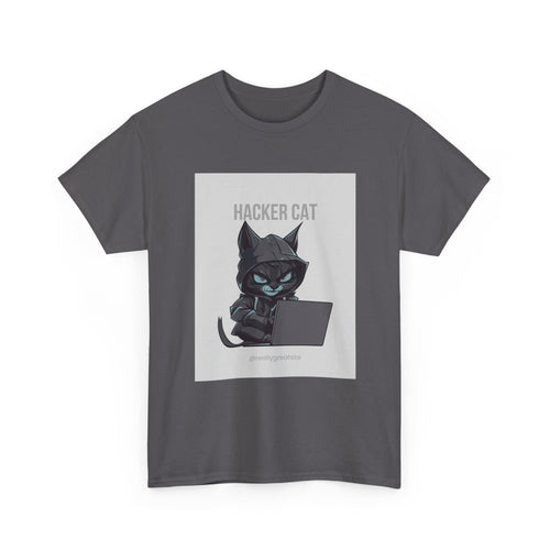 Hacker Cat T-Shirt – Cute Cyberpunk Cat Laptop Tee