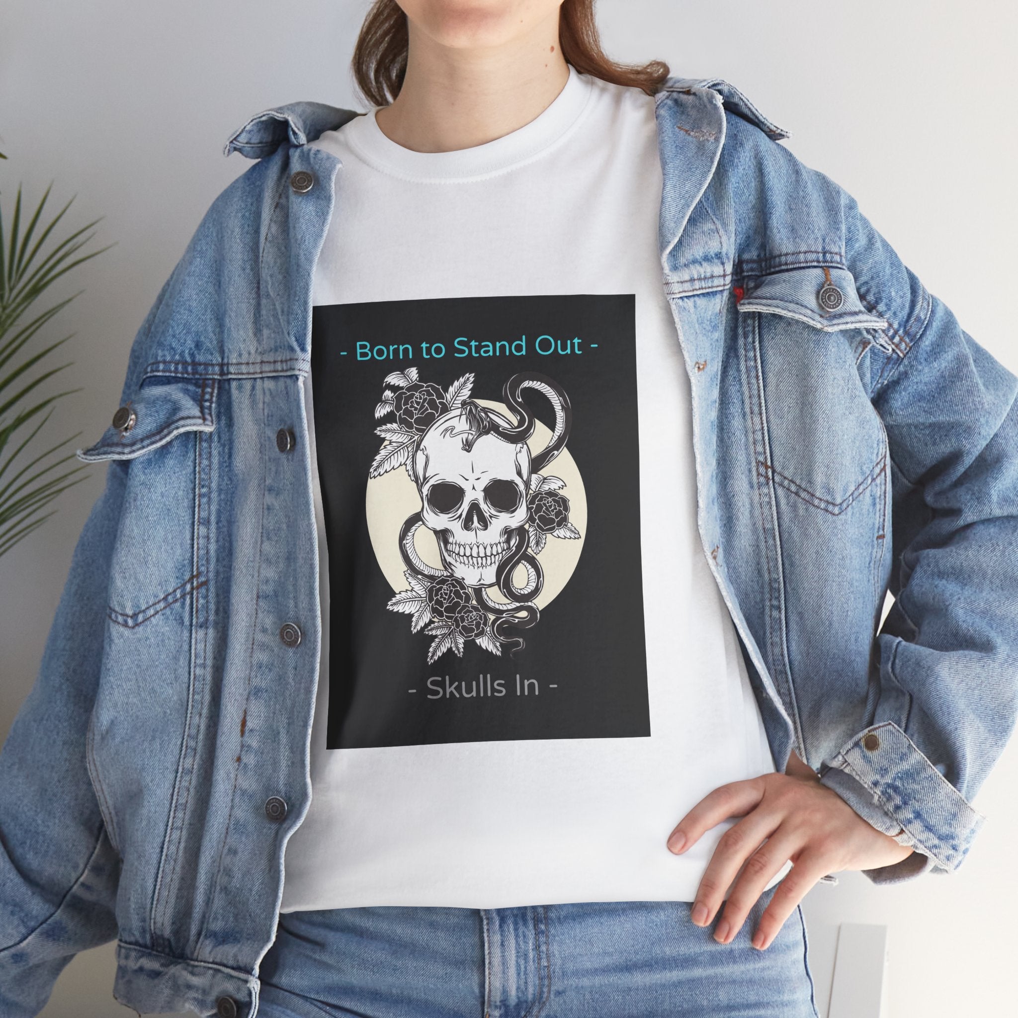 Skull Graphic Tee — "Born to Stand Out" Retro Floral Design
