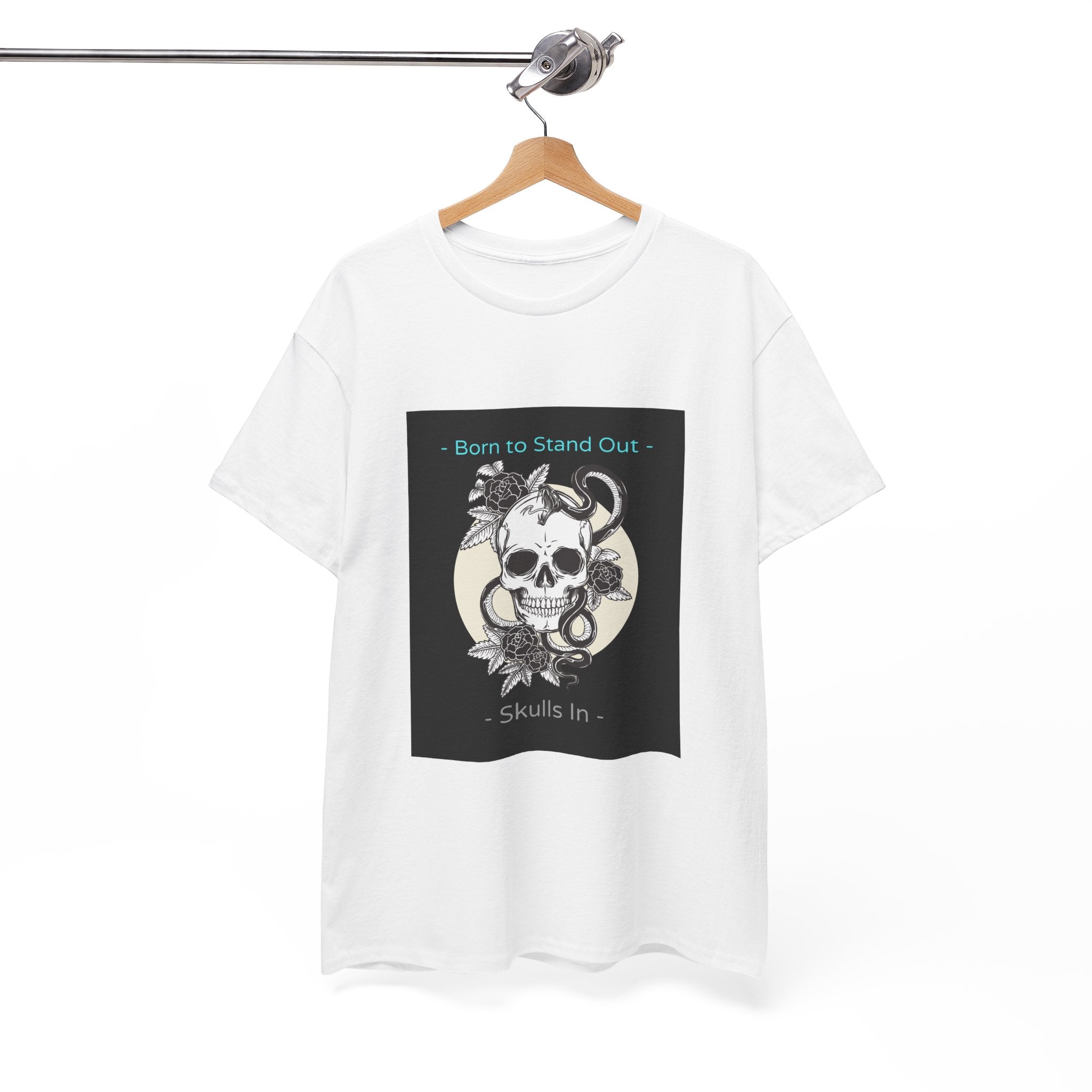 Skull Graphic Tee — "Born to Stand Out" Retro Floral Design