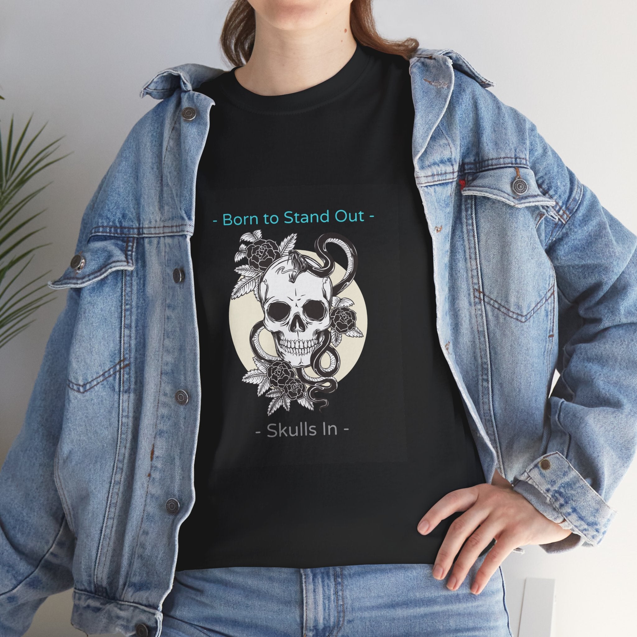 Skull Graphic Tee — "Born to Stand Out" Retro Floral Design
