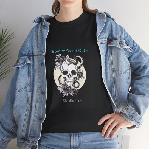 Skull Graphic Tee — "Born to Stand Out" Retro Floral Design